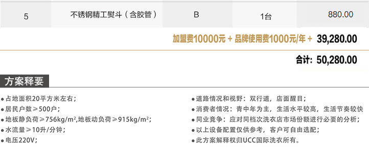 三星干洗店投资方案A型